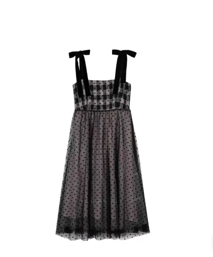 Cute Spaghetti Straps Black Homecoming Dress Plaid Tulle Birthday Dress C8404