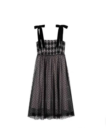 Cute Spaghetti Straps Black Homecoming Dress Plaid Tulle Birthday Dress C8404