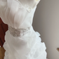Sleek Strapless White Wedding Dresses Appliques Ruffles A-Line Bridal Dress C8406