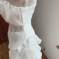 Sleek Strapless White Wedding Dresses Appliques Ruffles A-Line Bridal Dress C8406