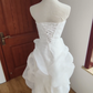 Sleek Strapless White Wedding Dresses Appliques Ruffles A-Line Bridal Dress C8406