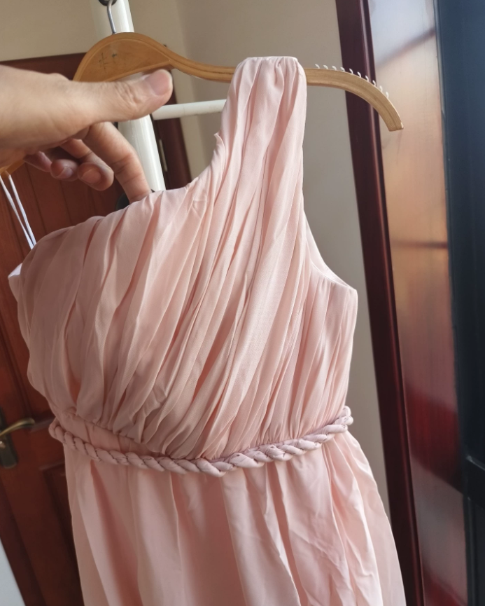 Sleek One Shoulder Pink Prom Dress Satin A-Line Formal Dress C8409