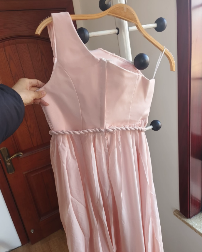 Sleek One Shoulder Pink Prom Dress Satin A-Line Formal Dress C8409