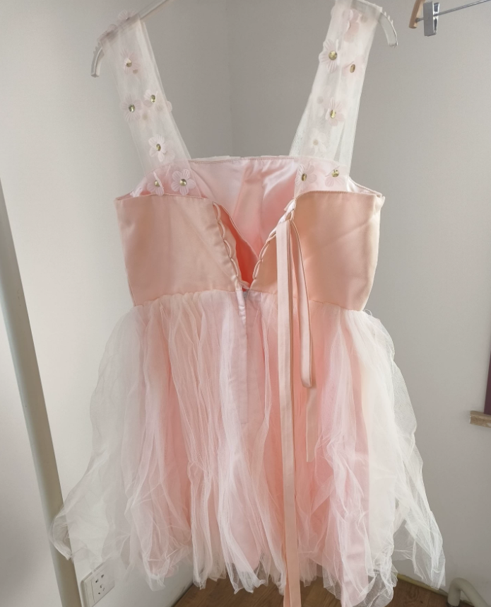 Lovely A-Line Pink Homecoming Dress Tulle Beaded Straps Birthday Dress C8410