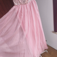 Glittering Strapless Pink Prom Dress Sequins A-Line Slit Formal Dress C8413