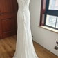 Graceful Cutout Lace White Wedding Dresses Appliques Sequins Mermaid Bridal Dress C8416