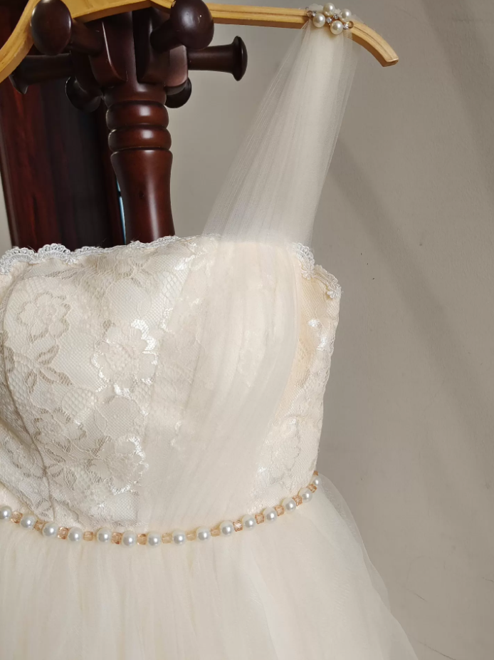 Vintage One Shoulder Ivory Homecoming Dress Lace Beads A-Line Birthday Dress C8419