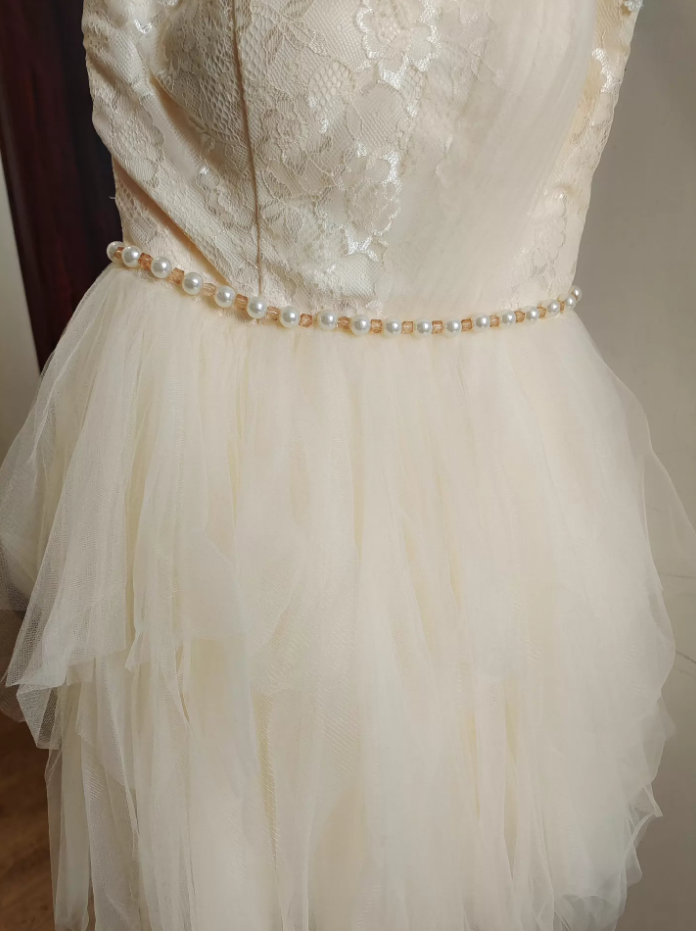 Vintage One Shoulder Ivory Homecoming Dress Lace Beads A-Line Birthday Dress C8419