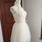 Charming Halter Neck Ivory Homecoming Dress Lace Sequins A-Line Birthday Dress C8420