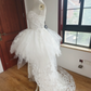 Glam Strapless White Homecoming Dress With Train Sequins A-Line Birthday Dress C8421