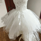 Glam Strapless White Homecoming Dress With Train Sequins A-Line Birthday Dress C8421