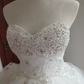 Glam Strapless White Homecoming Dress With Train Sequins A-Line Birthday Dress C8421