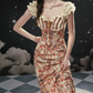Glamorous Sweetheart Neck Floral Prom Dress Lace Mermaid Formal Dress C8422