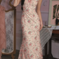 Robe de bal de princesse bustier à volants en satin long, robe de soirée C8117