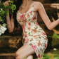 Sleek Spaghetti Straps Floral Homecoming Dress Lace Sheath Birthday Dress C8425