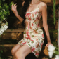 Sleek Spaghetti Straps Floral Homecoming Dress Lace Sheath Birthday Dress C8425