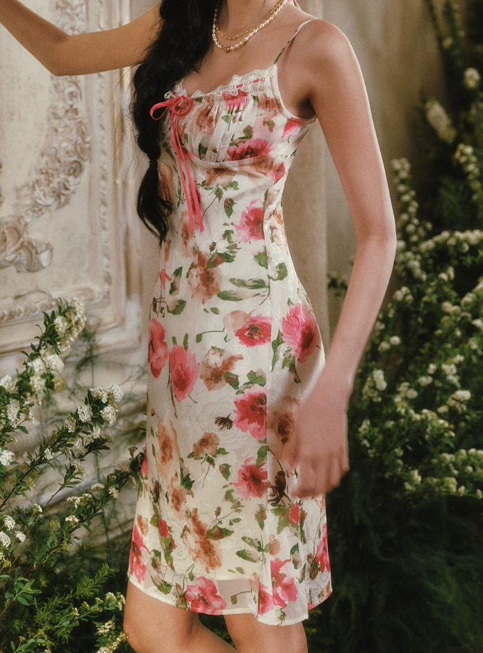 Sleek Spaghetti Straps Floral Homecoming Dress Lace Sheath Birthday Dress C8425