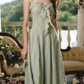 Sleek Spagheeti Straps Green Prom Dress Ruffles A-Line Formal Dress C8427