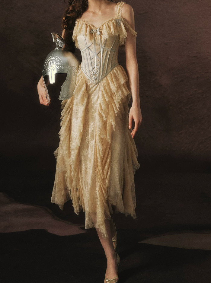 Robe de bal de princesse bustier à volants en satin long, robe de soirée C8117