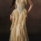 Robe de bal de princesse bustier à volants en satin long, robe de soirée C8117