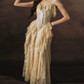 Robe de bal de princesse bustier à volants en satin long, robe de soirée C8117