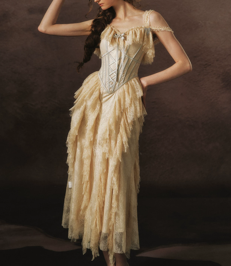 Robe de bal de princesse bustier à volants en satin long, robe de soirée C8117