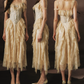 Robe de bal de princesse bustier à volants en satin long, robe de soirée C8117