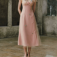 Ethereal V Neck Pink Prom Dress Appliques Tulle A-Line Formal Dress C8433