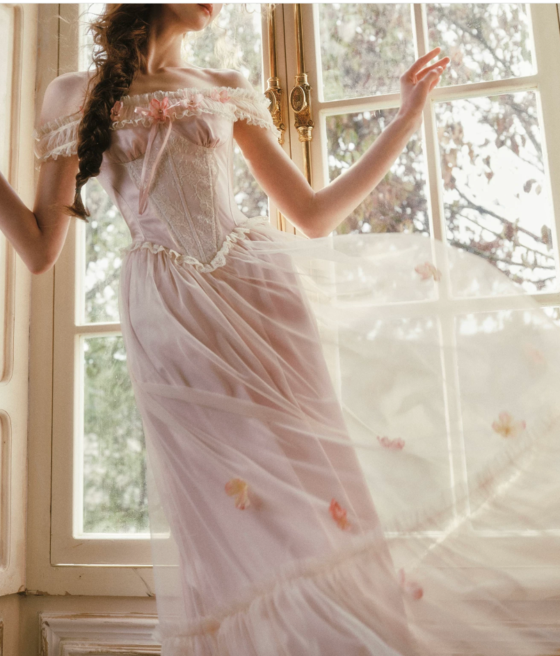 Robe de bal de princesse bustier à volants en satin long, robe de soirée C8117