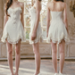 Mini robe de soirée en satin, sans bretelles, sans manches, ligne a, simple, C899
