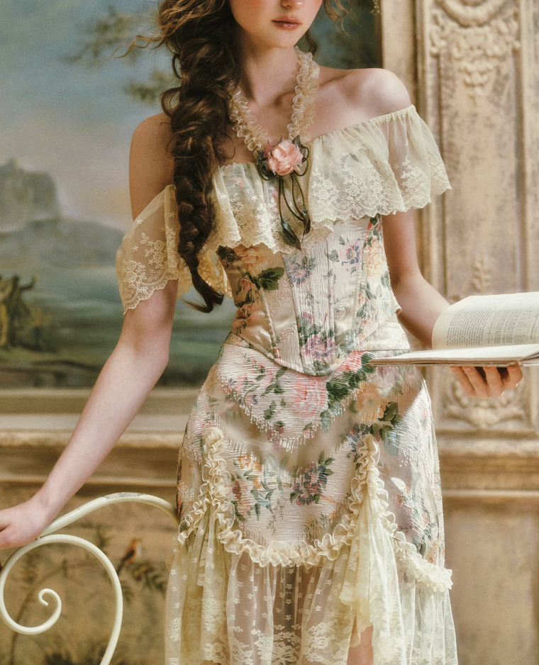 Dreamy Halter Neck Floral Homecoming Dress Lace Ruffles A-Line Birthday Dress C8437