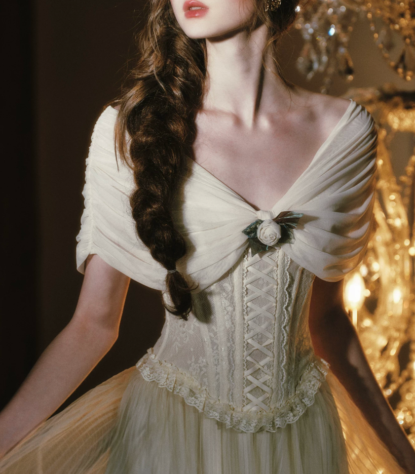 Robe de bal de princesse bustier à volants en satin long, robe de soirée C8117