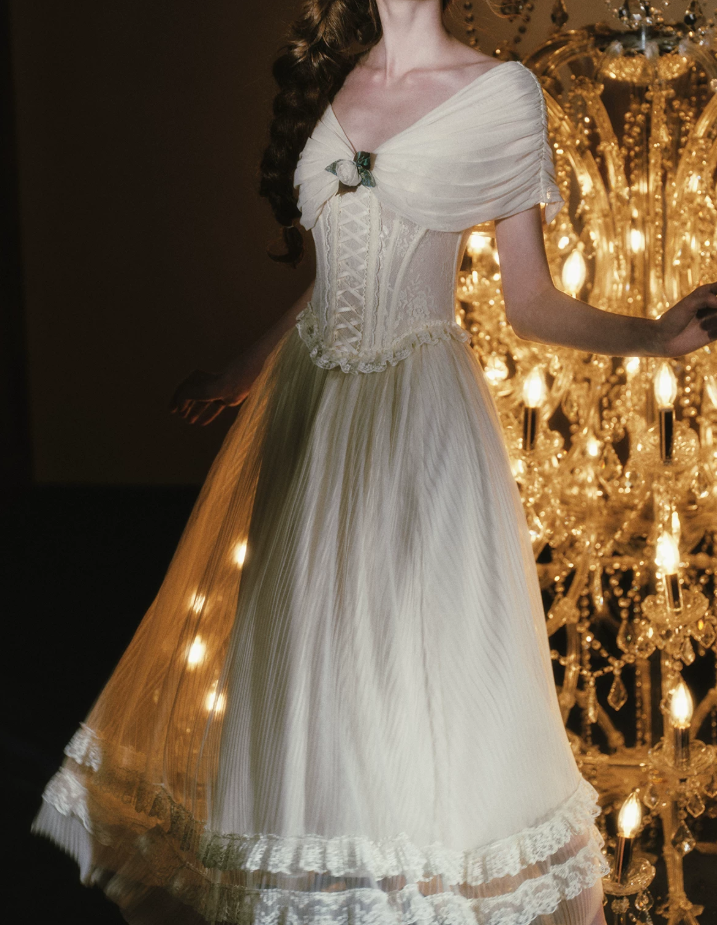 Robe de bal de princesse bustier à volants en satin long, robe de soirée C8117