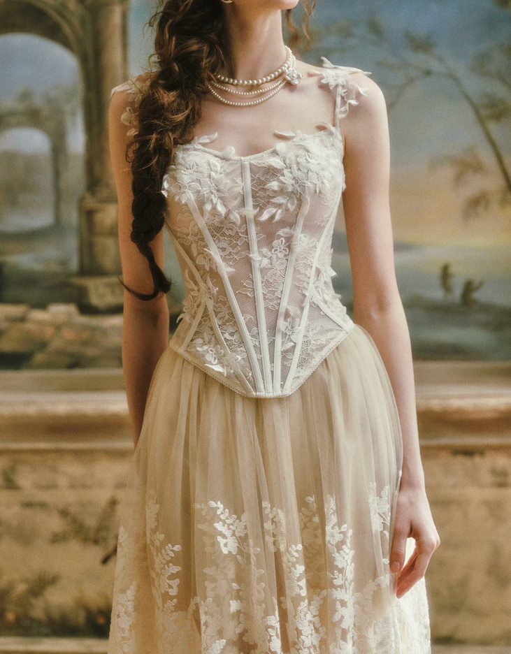 Robe de bal de princesse bustier à volants en satin long, robe de soirée C8117