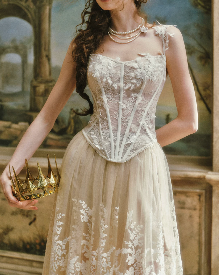 Robe de bal de princesse bustier à volants en satin long, robe de soirée C8117