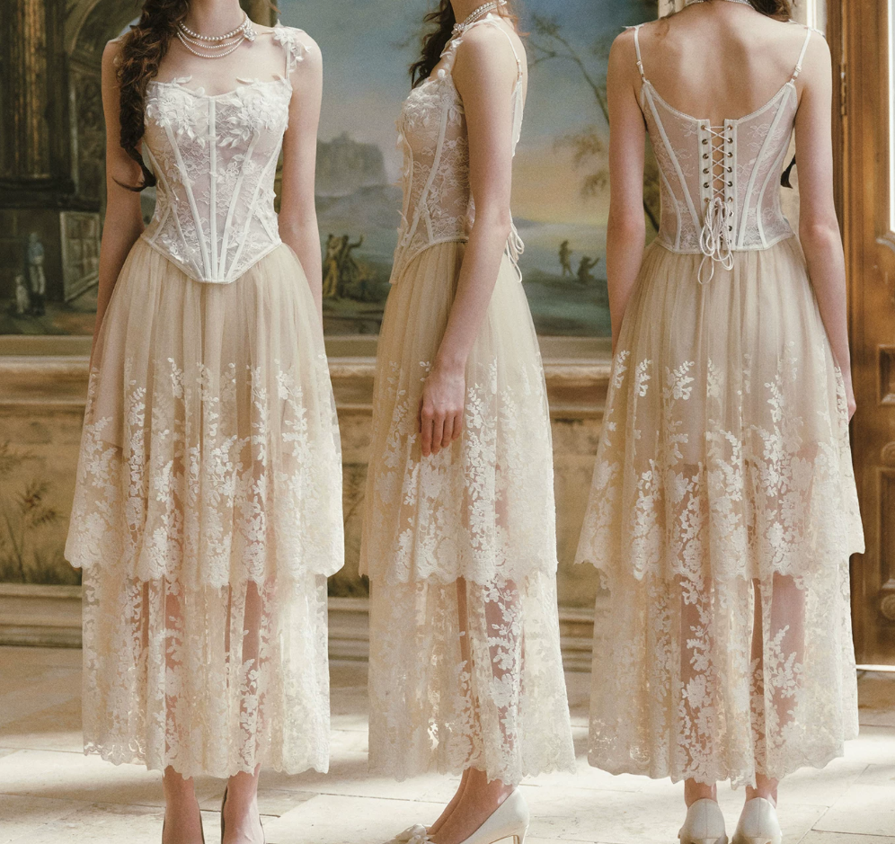 Robe de bal de princesse bustier à volants en satin long, robe de soirée C8117