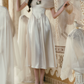 Modest Off-the-Shoulder Ivory Prom Dress Satin A-Line Evening Dress C8440