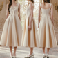 Charming A-Line Satin Prom Dress Bow Appliques Evening Dress C8441