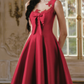 Charming A-Line Satin Prom Dress Bow Appliques Evening Dress C8441