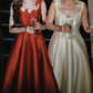 Charming A-Line Satin Prom Dress Bow Appliques Evening Dress C8441