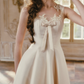 Charming A-Line Satin Prom Dress Bow Appliques Evening Dress C8441