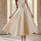 Charming A-Line Satin Prom Dress Bow Appliques Evening Dress C8441