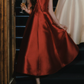 Charming A-Line Satin Prom Dress Bow Appliques Evening Dress C8441