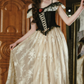 Attractive Spaghetti Straps Black Bodice Prom Dress Ivory Lace Tulle A-Line Evening Dress C8442