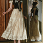 Attractive Spaghetti Straps Black Bodice Prom Dress Ivory Lace Tulle A-Line Evening Dress C8442