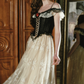 Attractive Spaghetti Straps Black Bodice Prom Dress Ivory Lace Tulle A-Line Evening Dress C8442