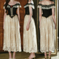 Attractive Spaghetti Straps Black Bodice Prom Dress Ivory Lace Tulle A-Line Evening Dress C8442