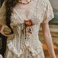 Ornate V Neck Beige Prom Dress Lace Slit Short Sleeve A-Line Evening Dress C8443