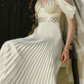 Robe de bal de princesse bustier à volants en satin long, robe de soirée C8117