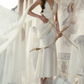 Robe de bal de princesse bustier à volants en satin long, robe de soirée C8117